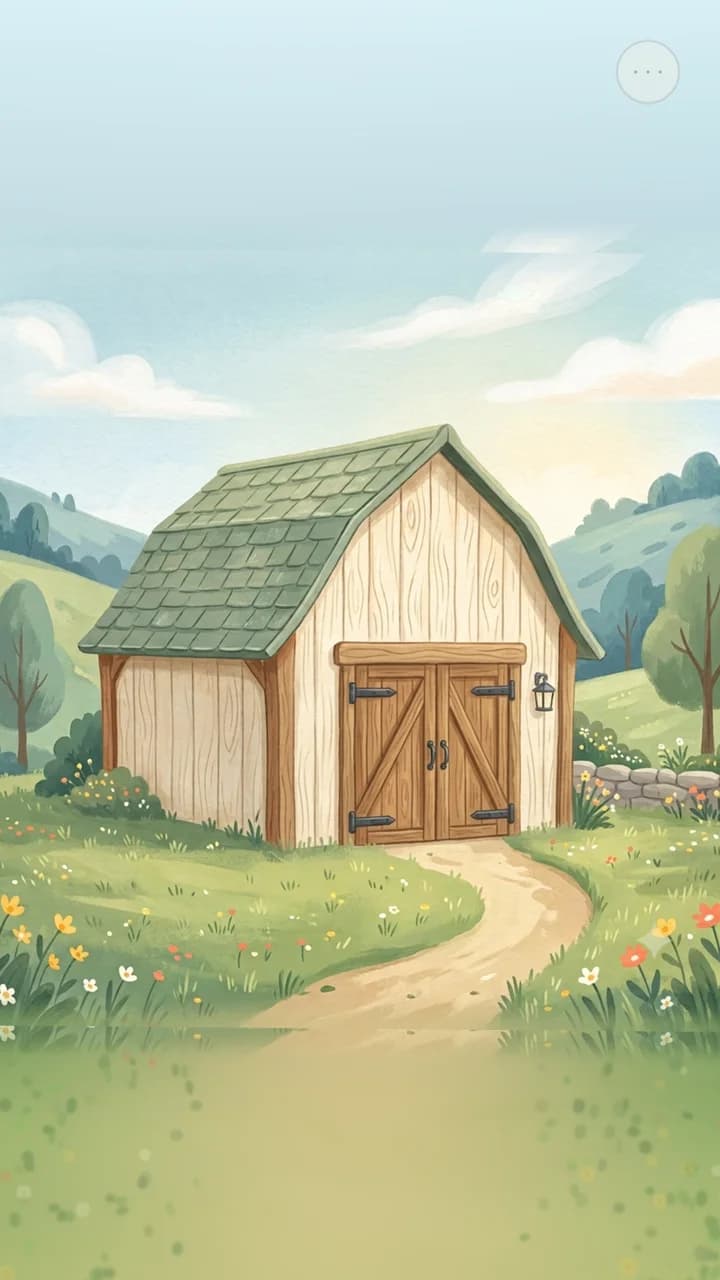 The barn, with the doors closed.