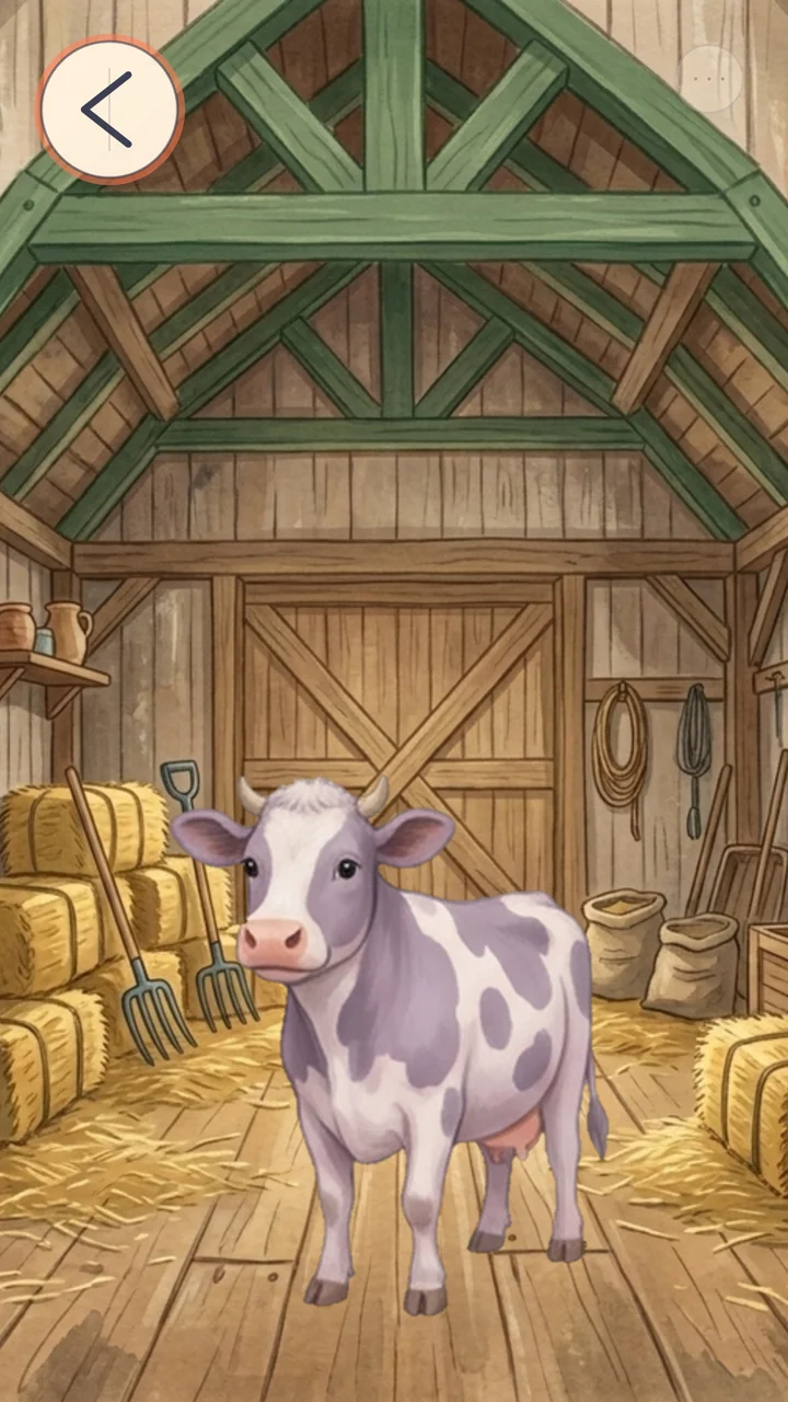 A cow inside the barn.
