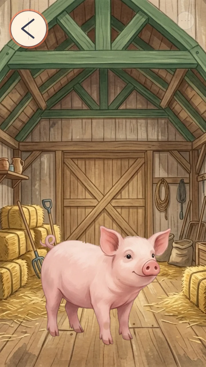 A pig inside the barn.