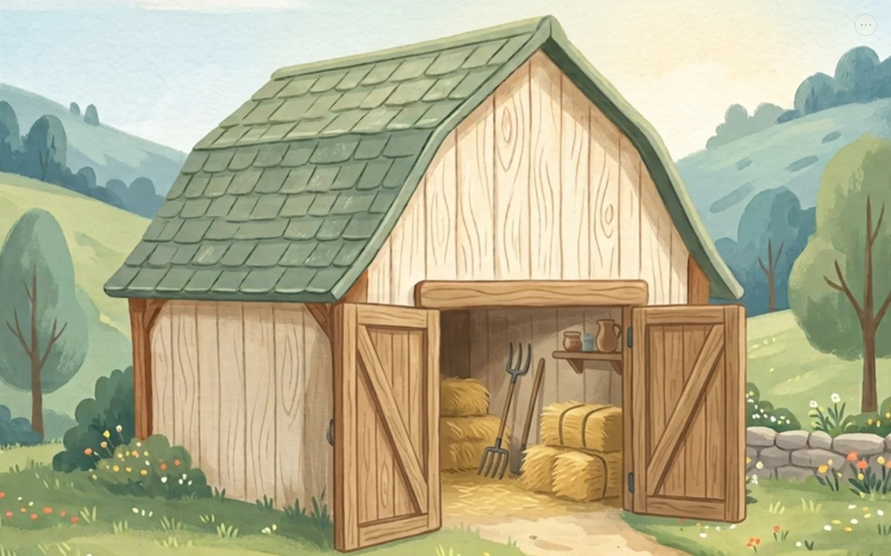 The barn doors open on a tablet.